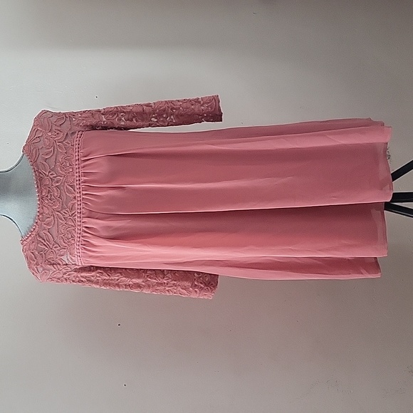 As U Wish Orange Lace Elbow Sleeve Dress, Size: Small - Picture 1 of 9